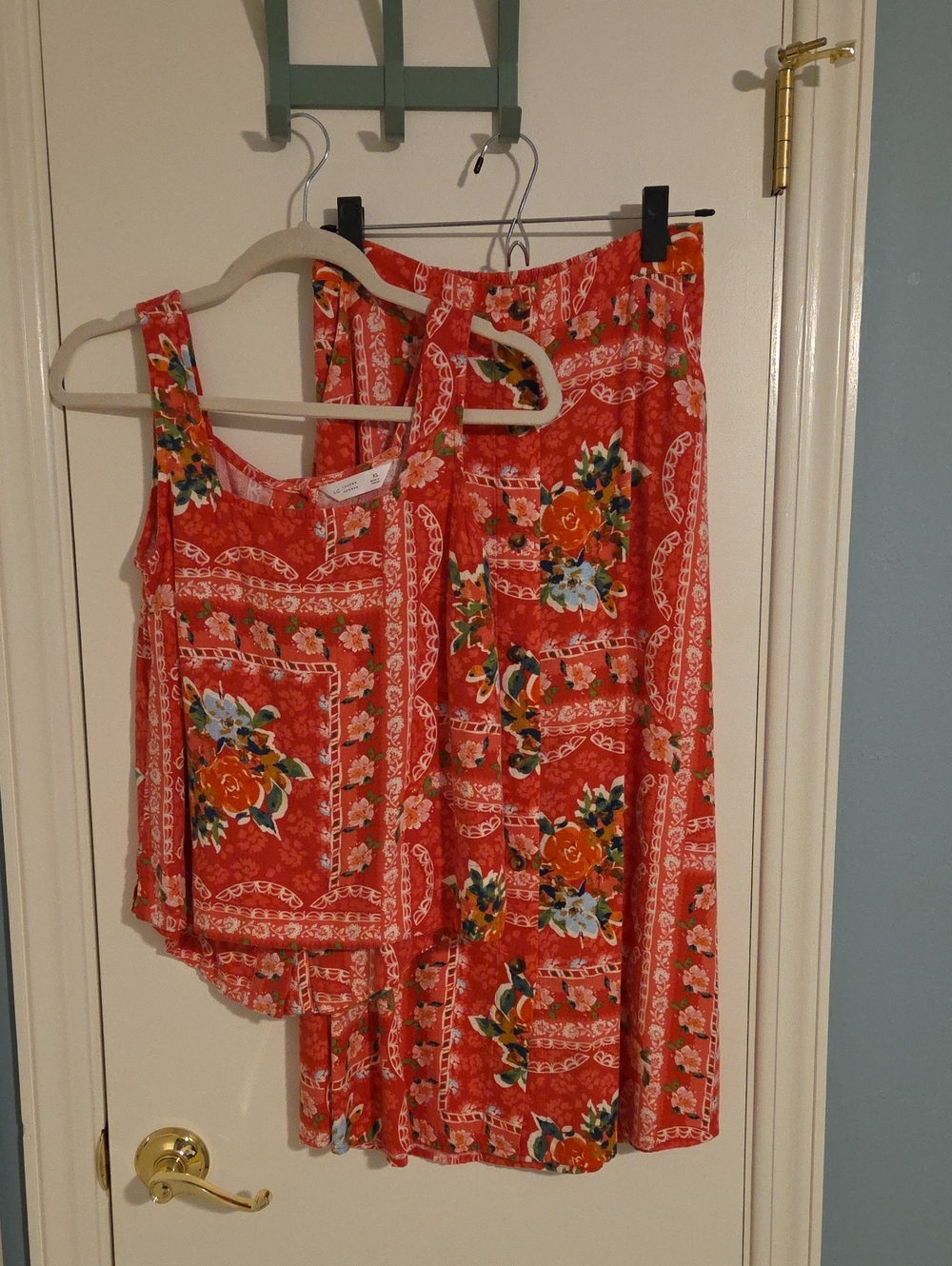 LC Lauren Conrad Red Floral Sleeveless Top & Skirt Set